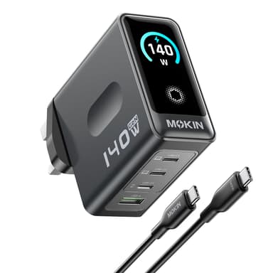 140W GaN 4-Port USB-C Charger with Smart Touch Display & FREE MOKiN Mac Dongle 4K HDMI,7-in-1 USB C Hub - w/Voucher, by MOKiNDirect / FBA - Amazon