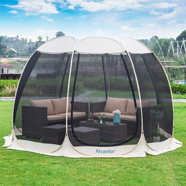 Alvantor Pop Up Mosquito Net Gazebo, 12 ' x 12' with Side Mosquito Net, Beige - Sold by Alvantor-UK FBA - Amazon