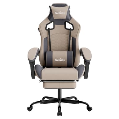 SUKIDA Gaming Chair with Massage, Footrest, Headrest & Lumbar Support, Blue/Orange (Black & White £79.99) - Sold by SUKIDA UK / FBA - Amazon