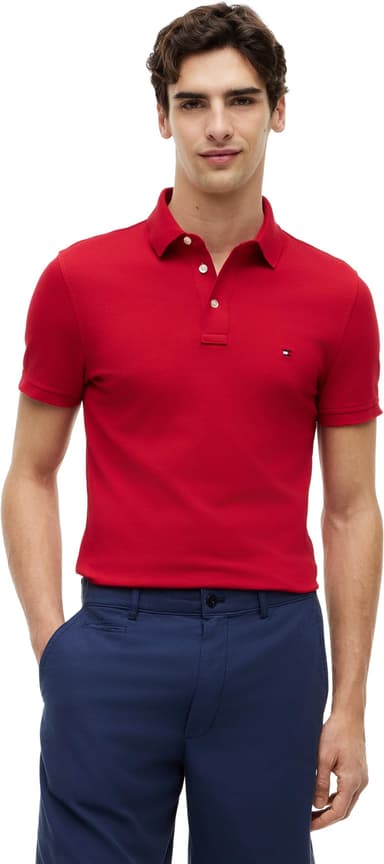Tommy Hilfiger Men’s Short Sleeve Slim Fit Polo Shirt with Button Placket, M (XL - £23.64) - Amazon