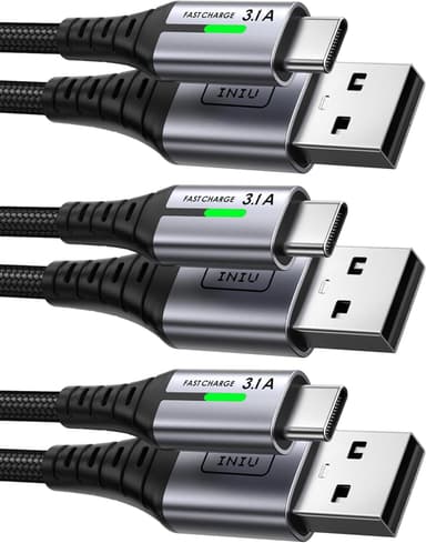INIU USB C Charger Cable [3 Pack 0.5+2+2m] USB A to USB C 3.1A Fast Charging - w/Voucher - Sold by SimpleLife LLC / FBA - Amazon
