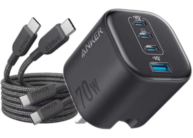 Anker Zolo 70W Fast usb c Charger, 4-Port Folable + Free Anker 240W USB C to USB C Cable 2 pack (Add both to basket) AnkerDirect FBA - Amazon