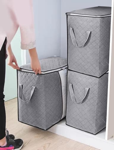 3-Pack Heavy-Duty Storage Bags with Zipper | Waterproof Moving & Travel Storage Organisers, Grey (Sold By Amazon Haul) - Amazon