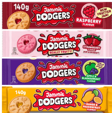 Jammie Dodgers Biscuits 140g - Mango & Passionfruit / Raspberry / Strawberry / Apple & Blackcurrant - Clubcard Price - Tesco