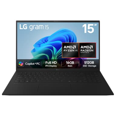 LG gram 15Z80T (Excl.)- 15.6 inch FHD IPS Laptop, AMD Ryzen AI 7 350, AMD Radeon 860M GPU, 50 TOPS NPU, 16GB RAM, 512GB SSD - Amazon