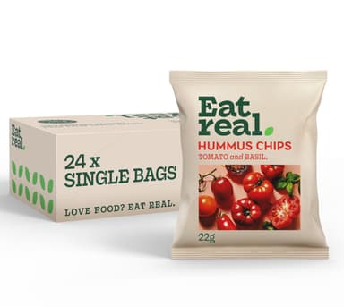 Eat Real, Hummus Chips, Tomato and Basil, 24 X 22g, Gluten-Free Crisps Multipack, Vegan-Friendly, Healthy Snacks, Plant-Based - Amazon