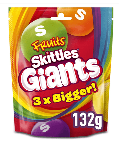 Skittles Giants Fruit Flavoured Sweets Sharing Pouch 132g (68p/65p S&S) - Amazon