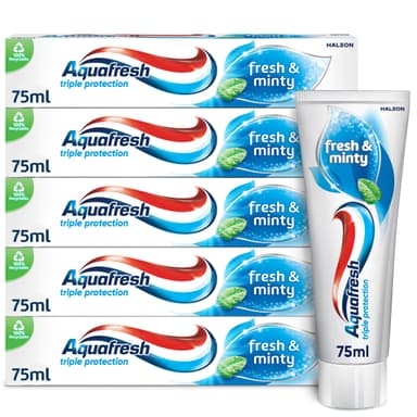 5 x Aquafresh Toothpaste Triple Protection Fresh & Minty, 3 in 1 Protection, 75ml (£4.27/£3.82 S&S) - Amazon
