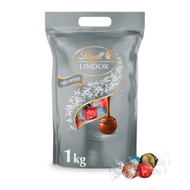 Lindt Lindor Silver Assorted Chocolate Truffles 1kg Bag (Approx 80 Balls) / Gold Assorted / Milk Choc / Caramel (£19.55 - £21.85 W/S&S) - Amazon