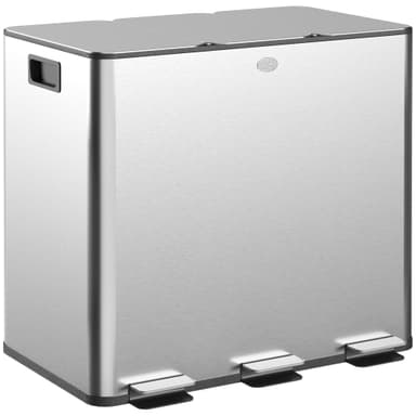 HOMCOM Triple Kitchen Bin 3 x 15L Pedal Bin Stainless Steel - Silver Tone - Amazon