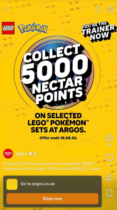 5000 Bonus Nectar Points on Select LEGO Inc Pokémon SMART Play: Jigglypuff Concert Toy 72159 / Pokémon SMART Play £30 - Free C&C - Argos