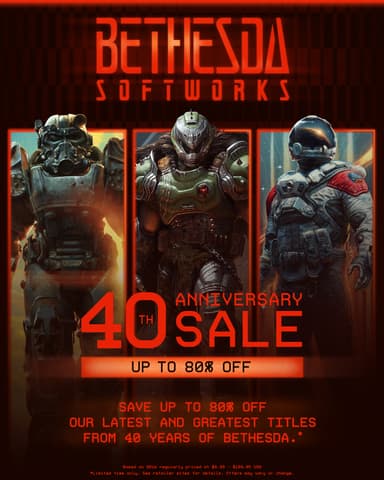 Bethesda Softworks up to 80% off / Fallout 4 £6.39 / Fallout New Vegas £3.99 / Oblivion Remastered £34.99 / Skyrim Special Edition £8.74 - Steam