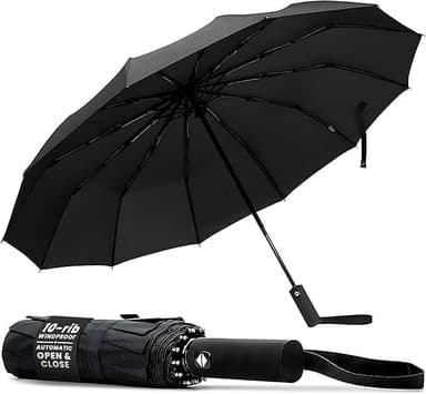 TANNESS Windproof Umbrella – 10-Rib Waterproof & Compact Umbrella with Automatic Open/Close Function and Ergonomic Handle – Folding - Amazon