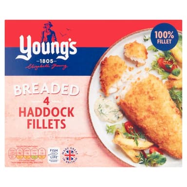 Young's Breaded 4 Large Haddock Fillets 440g - In Store Newport - Heron Foods