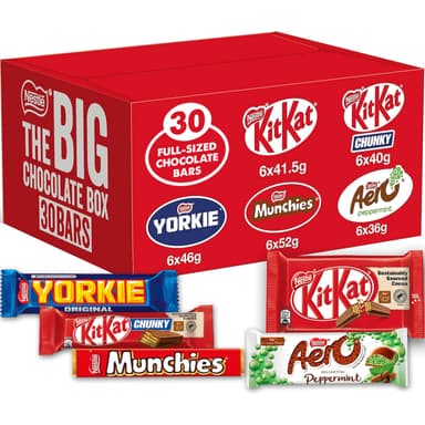 Nestlé Big Chocolate Box 30 Bars – Chocolate Bars Multipack, Assorted Chocolates Gift Box with KitKat, Aero, Yorkie & Munchies - Amazon