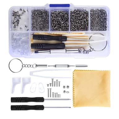 500 Pcs Eyeglass Repair Kit - Mini Screwdrivers, Silicone Nose Pads, Screws Nuts, Tweezers & Cleaning Cloth - Sold by YaoChuanShang / FBA - Amazon