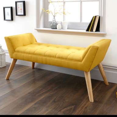 Yellow Upholstered Bench | Mustard | Clearance @ Oakworld