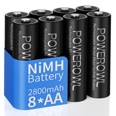 POWEROWL AA Rechargeable Batteries 8 Pack 1200 Cycles 2800mAh 1.2V High Capacity AA Ni-MH Precharged Batteries - Sold by NengWo-EU FBA - Amazon