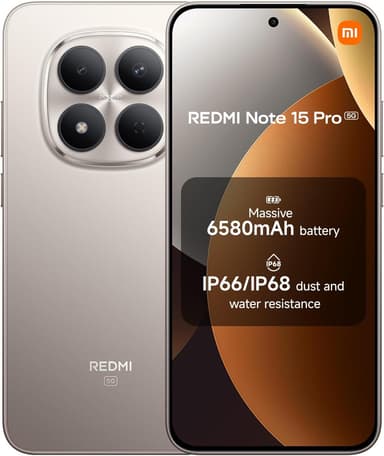 XIAOMI REDMI Note 15 Pro 5G Smartphone 8+256GB Titanium 6580mAh IP66/IP68 MediaTek Dimensity 7400-Ultra - Used Like New - Amazon Resale - Amazon