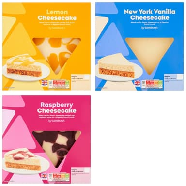 Sainsbury's Lemon Cheesecake, Summer Edition/ Raspberry Cheesecake / New York Vanilla Cheesecake - 500g Nectar Price - Sainsbury's