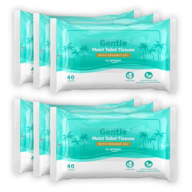 By Amazon Gentle Moist Toilet Tissues with Coconut Oil 240 (6 x 40) (£1.28 S&S) - Amazon
