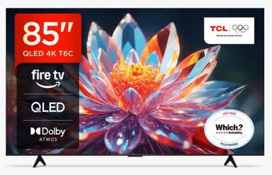 TCL 85T6C-UK (2025) QLED HDR 4K Ultra HD Smart Fire TV, 85 inch w/ Dolby Atmos, Black 5 Year Warranty - With MY JL Rewards (Select Accounts) - John Lewis & Partners