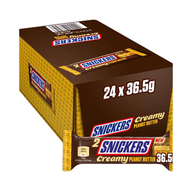 Snickers Creamy Peanut Butter Bars 24 x 36g (BBE 30/08/2026) - Peeko