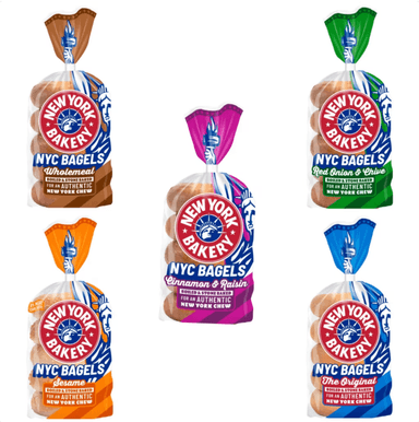 New York Bakery Co 5 Bagels - (Red Onion & Chive / Wholemeal / Plain / Cinnamon & Raisin / Sesame) - Nectar Price - Sainsbury's