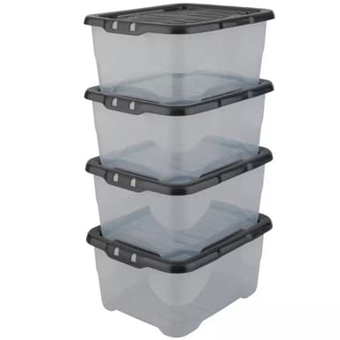 Strata Curve Storage Boxes with Lid Clear | 4 x 10L / 2 x 30L - £9 / 3 x 24L / 1 x 100L - £9.33 - Free C&C - Argos