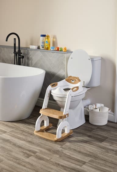 Kids Toilet Trainer, Adjustable, With A Built-in Step Stool & Splash Guard - Aldi