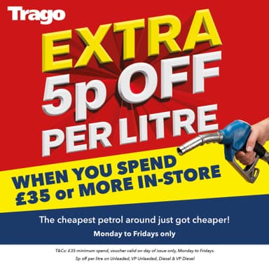 Petrol 139.9 Diesel 156.9 With Instore Spending of £35+ Across Mon - Fri (Newton Abbot) - Trago Mills