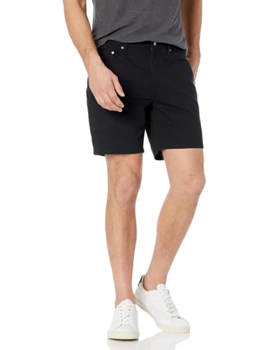 Amazon Essentials Men's Slim-Fit Stretch 7” Black Shorts - Size 38W / Size 42W £5.76 / Grey 31W £7.99 / Grey 30W £7.65 - Amazon