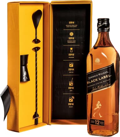 Johnnie Walker Black Label Cocktail Kit | 40% vol | 70cl | Blended Scotch Whisky | Includes Stirrer and Jigger | Cocktail Set - Amazon