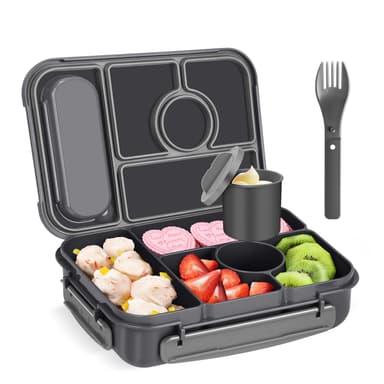 Bento Box Adult Lunch Box, Leakproof with 1300ML- 5 Compartments, Bento Box, Dark Grey - Sold by Amathley / FBA - Amazon