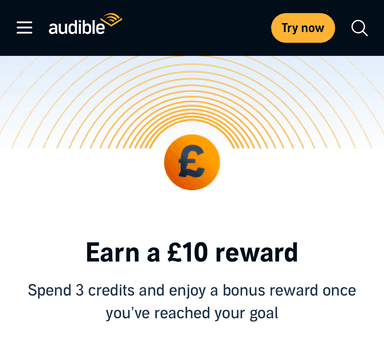 Spend 3 credits and Earn £10 | Audible Premium Plus Member's Only - Audible