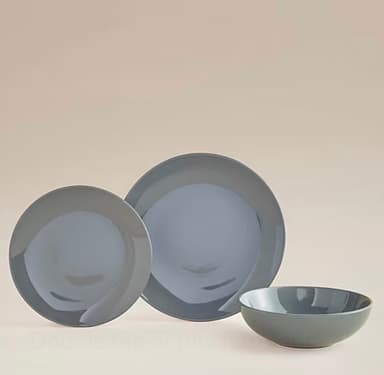 Grey Porcelain Dinner Set - 12 Pieces - Free C&C - George At ASDA