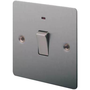 LAP 20A 1-Gang DP Control Switch Brushed Stainless Steel - Free C&C - Screwfix