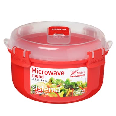 Sistema Microwave Round Bowl | 915 ml Food Container with Steam Release Vent | BPA-Free | Red/Clear - Amazon
