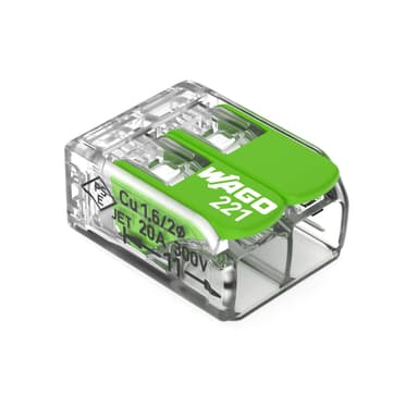 Wago Green Range Terminal Block 2-Wire, to 4 mm², Splicing Connectors 2-Pole with Lever for All Conductor Types Pluggable, 221-422, 16 pcs - Amazon