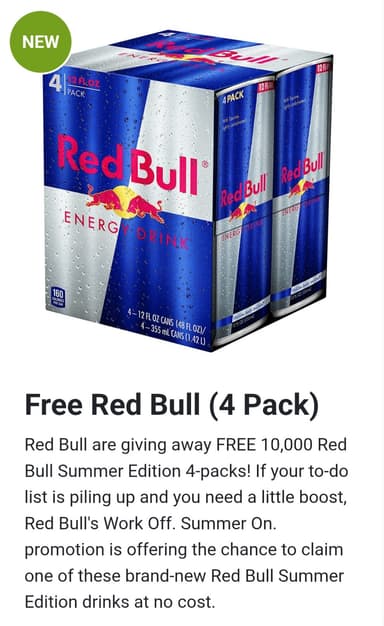 Free 4 Pack of Red Bull