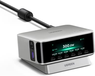UGREEN Nexode Pro Smart Display Desktop Charger (300W, 8-Port, GaN, 5 Charging Modes) With voucher - UGREEN