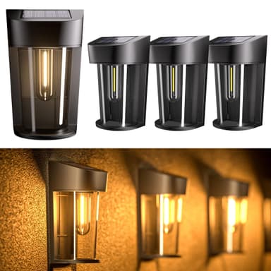 Quntis Solar Fence Lights 4 Pack, Auto On/Off, Warm White - voucher - Sold by Fortune Source FBA - Amazon