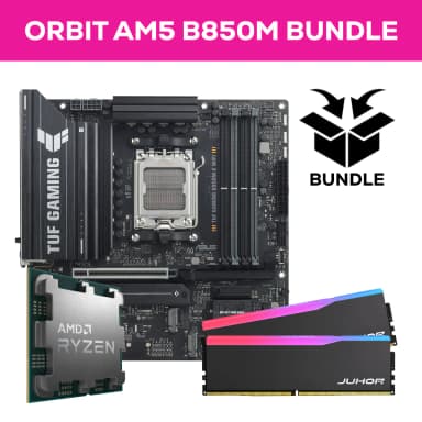 Orbit Ryzen AM5 Bundle - Ryzen 7 7800x3d 32GB (2x16GB) 6000MHz DDR5 RGB RAM & ASUS B850M-E TUF Gaming WiFi - Computer Orbit