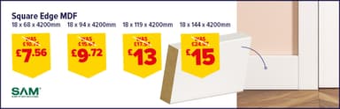 Primed MDF Square Edge 144 x 18 x 4200mm - Selco BW