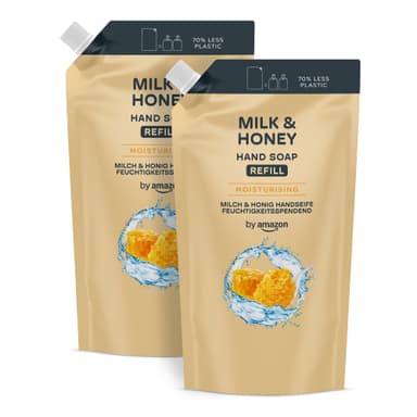 by Amazon Hand Soap Refill, 2 x 1000ml - Milk & Honey / Sensitive / Anti-Odour - £2.14 / £1.91 S&S - Amazon