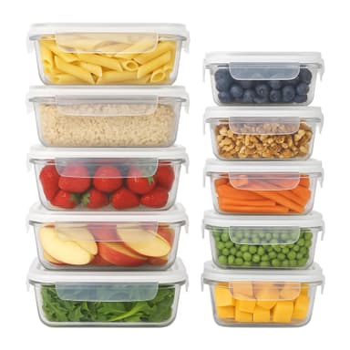 Rinkit Meal Prep Glass Containers with Airtight Lids - 10 Pack - 2 Sizes (1040ml | 370ml) Sold By Rinkit @ Amazon Haul With Discount - Amazon