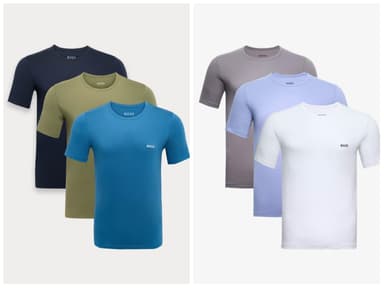 Boss 3 Pack Pure Cotton Crew Neck T-Shirts (Blue Mix / Mix Colours) Sizes S-XL + Free C&C - Marks & Spencer