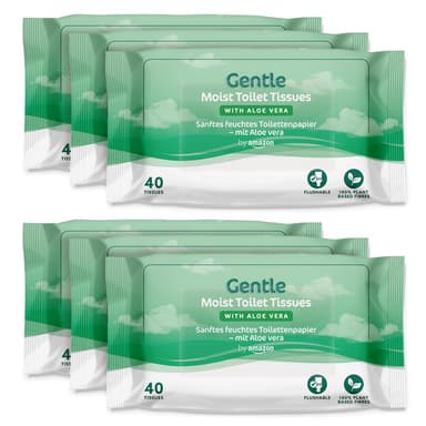 Gentle Moist Toilet Tissues with Aloe Vera - green packs, Flushable, 240 Count (6 Packs of 40 sheets) £2.43 - £2.75 W/voucher & S&S - Amazon