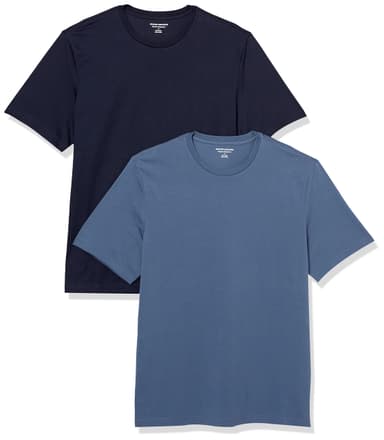 Amazon Essentials Men's Cotton Regular-Fit T-Shirt - Pack of 2 Blue/Navy Size XS - Amazon