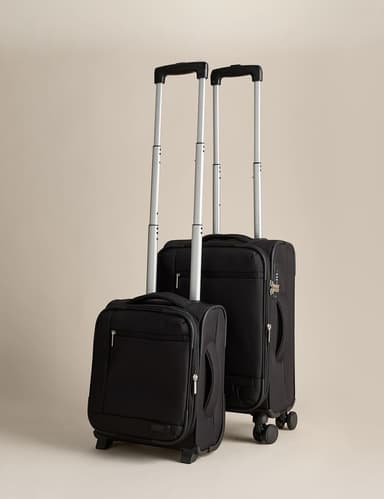 M&S Set of 2 Seville 4 Wheel Soft Suitcases - Black - Free C&C - Marks & Spencer